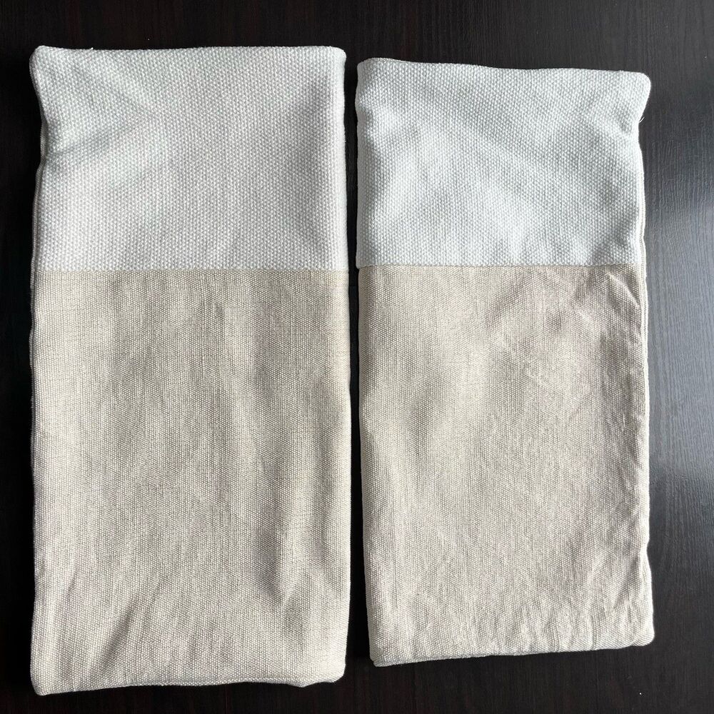 2 West Elm Throw Pillow Cover Square 24X24 Woven Cotton Jute Blend Stripe Coasta